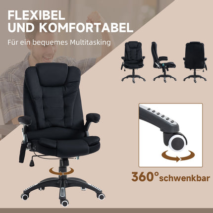 Biuro kėdė su supamąja funkcija, masažinė kėdė, šildymo funkcija, ergonomiška, reguliuojamo aukščio, iki 120 kg, juoda