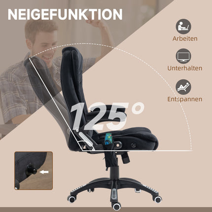 Biuro kėdė su supamąja funkcija, masažinė kėdė, šildymo funkcija, ergonomiška, reguliuojamo aukščio, iki 120 kg, juoda