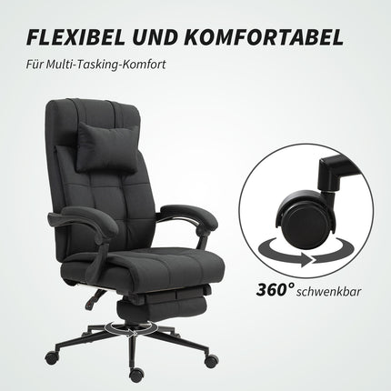 Biuro kėdė su pakoja, ergonomiška pasukama kėdė, juoda