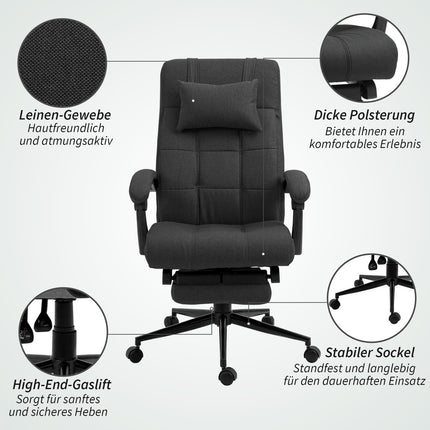 Biuro kėdė su pakoja, ergonomiška pasukama kėdė, juoda