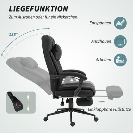Biuro kėdė su pakoja, ergonomiška pasukama kėdė, juoda