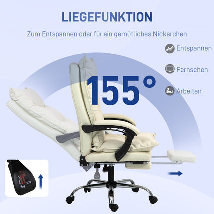 Biuro kėdė, 155° pakreipiama, reguliuojamo aukščio su atlošo funkcija, pakoja, ergonomiška besisukanti kėdė, smėlio spalvos