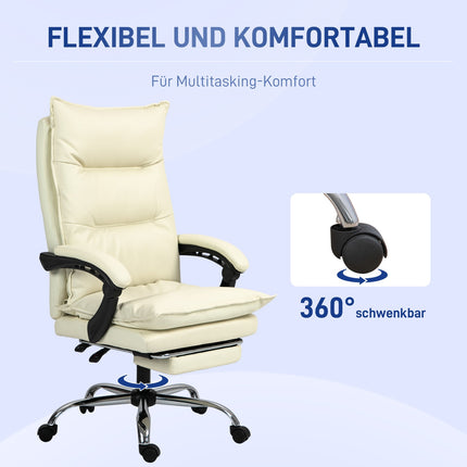 Biuro kėdė, 155° pakreipiama, reguliuojamo aukščio su atlošo funkcija, pakoja, ergonomiška besisukanti kėdė, smėlio spalvos