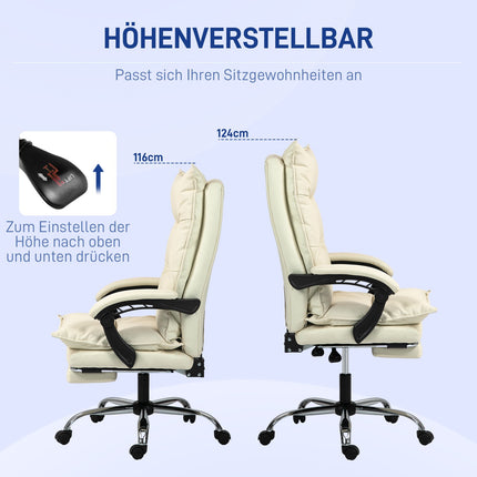 Biuro kėdė, 155° pakreipiama, reguliuojamo aukščio su atlošo funkcija, pakoja, ergonomiška besisukanti kėdė, smėlio spalvos