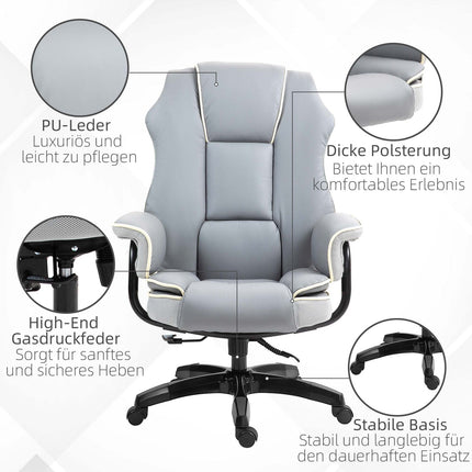 Biuro kėdės atlošas reguliuojamas 150°, ergonomiška stalo kėdė su atlošo funkcija, reguliuojamo aukščio, šviesiai pilka