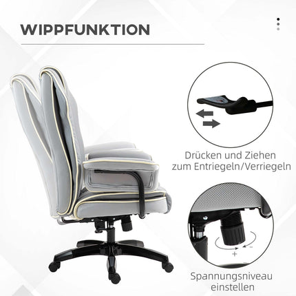 Biuro kėdės atlošas reguliuojamas 150°, ergonomiška stalo kėdė su atlošo funkcija, reguliuojamo aukščio, šviesiai pilka