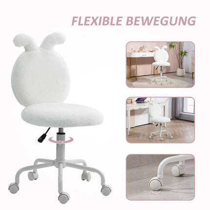 White Velvet Rabbit Ear Swivel Chair - Adjustable in height