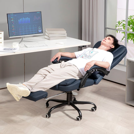 Biuro kėdė su 7 taškų masažu, ergonomiška biuro kėdė su atlošo funkcija, reguliuojamo aukščio vadovo kėdė su nuotolinio valdymo pultu, keliamoji galia 120 kg, studijoms, biurui, mėlyna