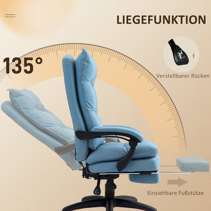 Biuro kėdė su masažo funkcija, ergonomiška stalo kėdė su atlošiama ir pasukama funkcija, reguliuojamo aukščio kompiuterio kėdė su kojų atrama, nuotolinio valdymo pultu ir laikmačiu, mėlyna