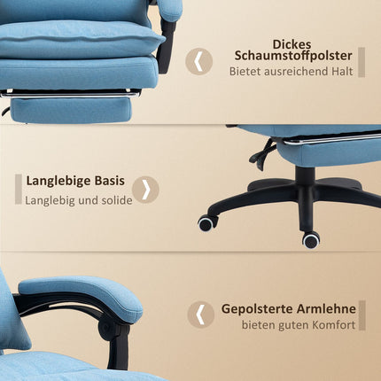 Biuro kėdė su masažo funkcija, ergonomiška stalo kėdė su atlošiama ir pasukama funkcija, reguliuojamo aukščio kompiuterio kėdė su kojų atrama, nuotolinio valdymo pultu ir laikmačiu, mėlyna