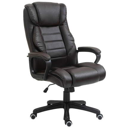 Biuro kėdė su masažo funkcija, reguliuojamo aukščio vadovo kėdė, ergonomiška pasukama kėdė, 6 vibracijos taškai, ruda