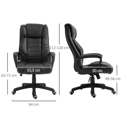 Biuro kėdė su masažo funkcija, reguliuojamo aukščio vadovo kėdė, ergonomiška pasukama kėdė, 6 vibracijos taškai, ruda