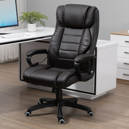 Biuro kėdė su masažo funkcija, reguliuojamo aukščio vadovo kėdė, ergonomiška pasukama kėdė, 6 vibracijos taškai, ruda