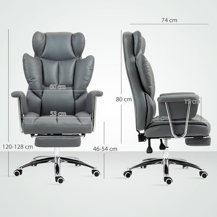 Ergonomic reclining office chair with footrest, dark grey