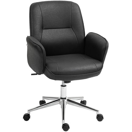 Biuro kėdė su supamąja funkcija, stalo kėdė, reguliuojamo aukščio pasukama kėdė, ergonomiška darbo kėdė, moderni, gali išlaikyti iki 120 kg, mikropluošto, juoda, 67 x 69 x 92-102 cm