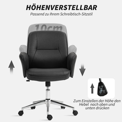 Biuro kėdė su supamąja funkcija, stalo kėdė, reguliuojamo aukščio pasukama kėdė, ergonomiška darbo kėdė, moderni, gali išlaikyti iki 120 kg, mikropluošto, juoda, 67 x 69 x 92-102 cm
