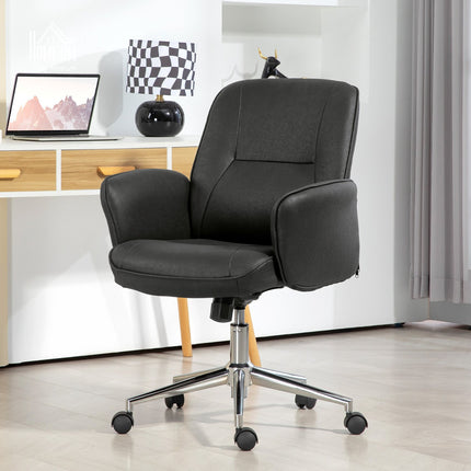 Biuro kėdė su supamąja funkcija, stalo kėdė, reguliuojamo aukščio pasukama kėdė, ergonomiška darbo kėdė, moderni, gali išlaikyti iki 120 kg, mikropluošto, juoda, 67 x 69 x 92-102 cm