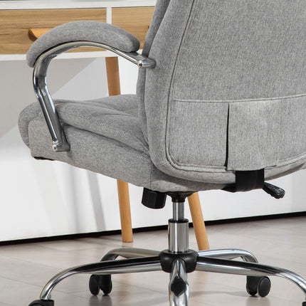 Biuro kėdė su supamos funkcijos funkcija, ergonomiška kėdė su paminkštintu porankiu, galvos atrama, reguliuojamo aukščio stalo kėdė, pasukama kėdė su atlošu, nailonas, šviesiai pilka, 65 x 78 x 110-118 cm