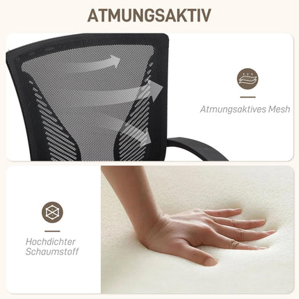 Biuro kėdė su pakreipimo funkcija, reguliuojamo aukščio stalo kėdė, pasukama kėdė gali atlaikyti iki 120 kg, biurui, studijoms, juoda