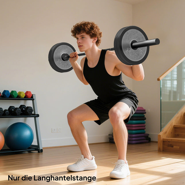 Olimpinė štanga, 180 cm plieninė, 200 kg keliamoji galia, juoda