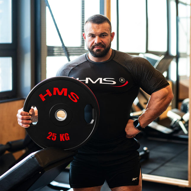 Olimpiniai svorio diskai, 2 x 25 kg, plienas ir gryna guma