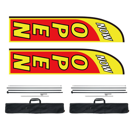 Open Feather Flag Kit, 2-Pack, 16.3 Ft Poles Stakes