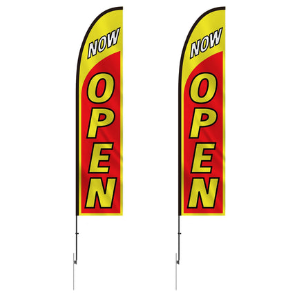 Open Feather Flag Kit, 2-Pack, 16.3 Ft Poles Stakes