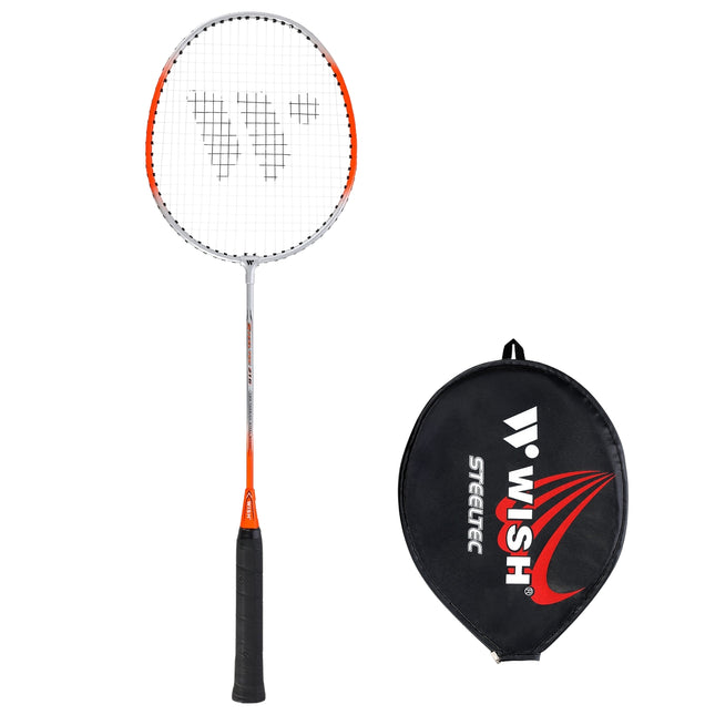 Oranžinė badmintono raketė - lengva, patvari konstrukcija