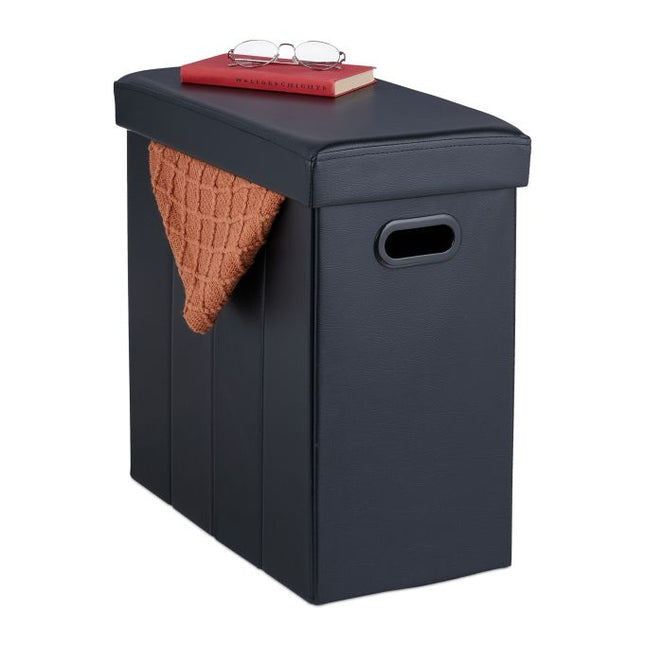 Ottoman in black artificial leather