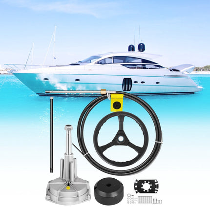 Outboard Rotary Steering Kit, 13 Ft Cable, 13.5 In Wheel