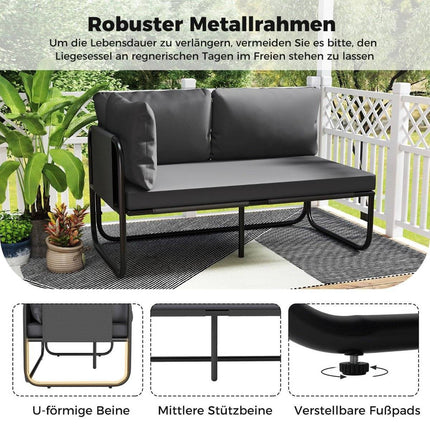 Lauko dvivietė sodo sofa su pagalvėlėmis, pilka