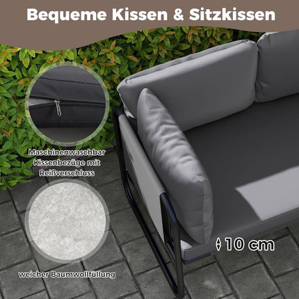 Lauko dvivietė sodo sofa su pagalvėlėmis, pilka