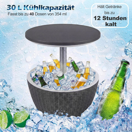 Lauko 3 viename vėsinimo baras, 30 l ledo aušintuvas ir staliukas, pilkas