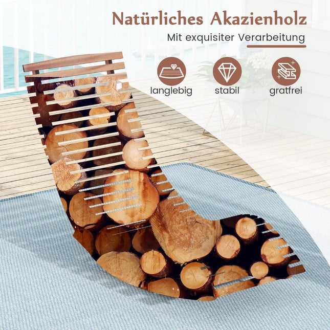 Ergonomiškas lauko supamasis saulės gultas iš akacijos medienos, 157 cm