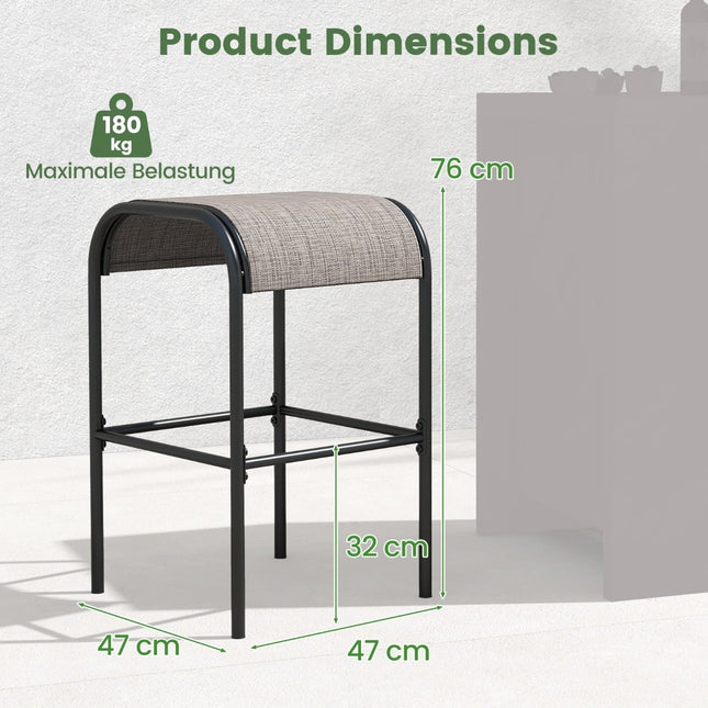Lauko baro kėdės, 2 vnt. komplektas, 76 cm, metalinis rėmas, 180 kg keliamoji galia