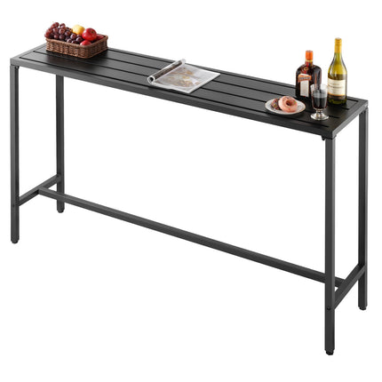 Outdoor Bar Table 63 x 15 In, Waterproof Steel, Black