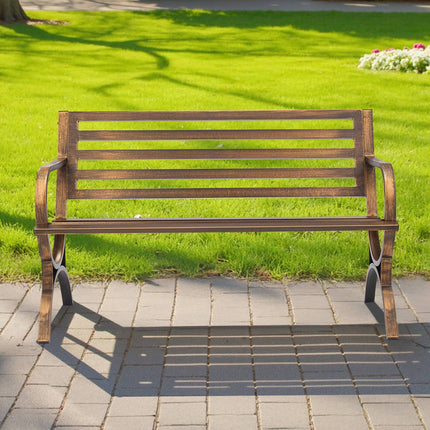 Outdoor Bench 127 cm, Carbon Steel Frame, Weatherproof
