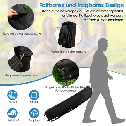 Lauko palapinė-su stogeliu, 3x3m, mėlyna, su tinkliniais šonais, apsauga nuo UV spindulių