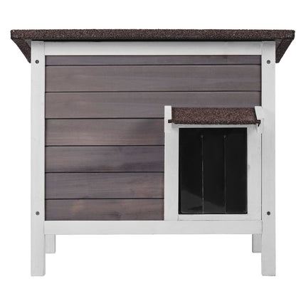 Outdoor Cat House, Insulated Wood, Open Roof, PVC Door