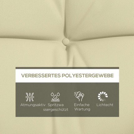 Outdoor Chair Cushion Set, Water-Repellent, 150x50 cm, Cream