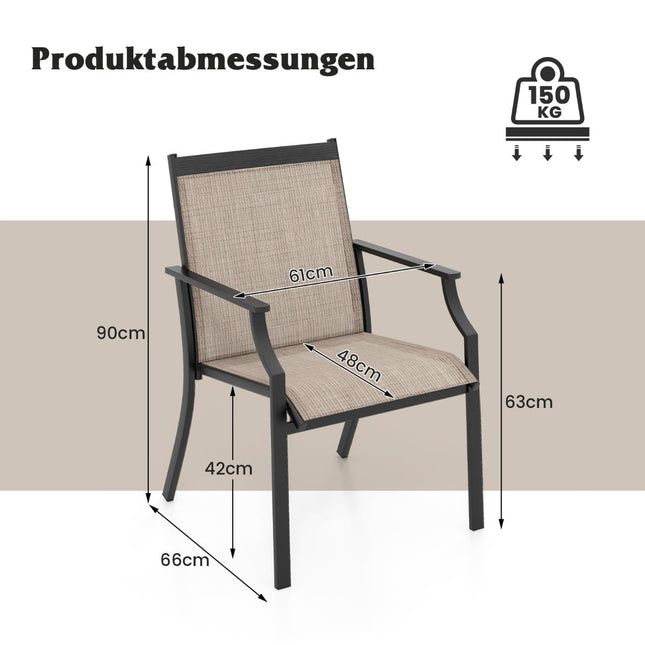 Lauko kėdžių komplektas, 2 vnt., kvėpuojantis audinys, metalinis rėmas