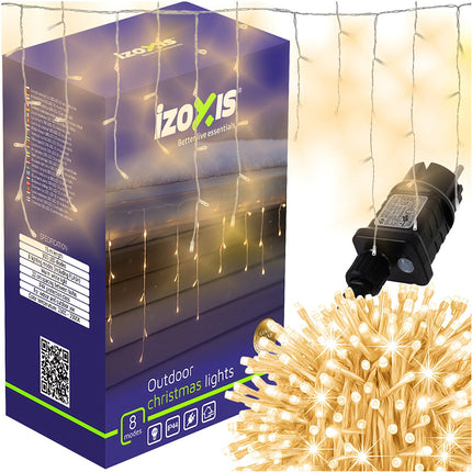 Kalėdinės lauko lemputės, 300 LED, šiltai balta, 15 m, 8 režimai