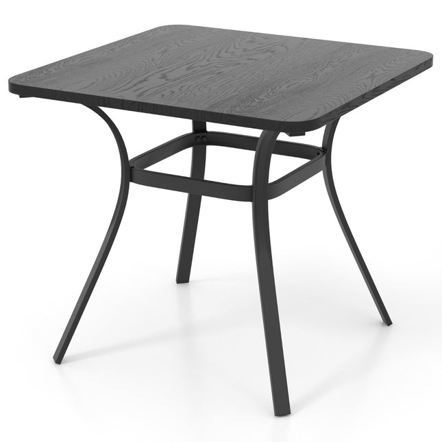Lauko valgomojo stalas 4 asmenims, medžio imitacijos stalviršis, 80x80 cm