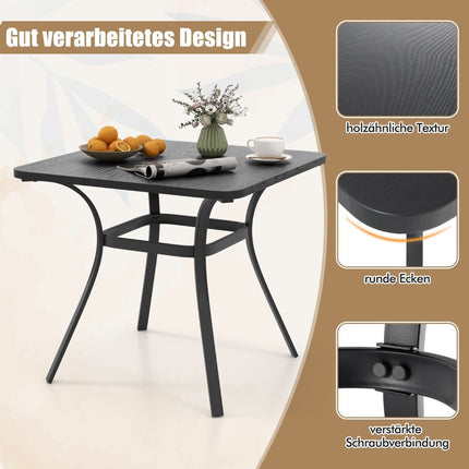 Outdoor Dining Table for 4, Wood-Look Top, 80x80 cm