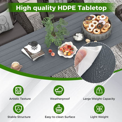 Lauko sulankstomas stalas 180 x 74 cm, HDPE stalviršis, metalinės kojos