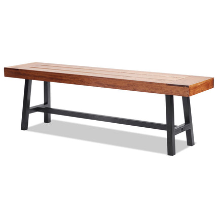 Outdoor Garden Bench, 63-In Wood, Metal Legs, 500 lb
