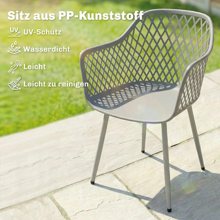 Lauko sodo kėdžių komplektas, 4 vnt., UV atsparus plastikas, pilkos spalvos