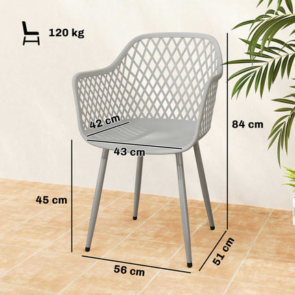 Lauko sodo kėdžių komplektas, 4 vnt., UV atsparus plastikas, pilkos spalvos