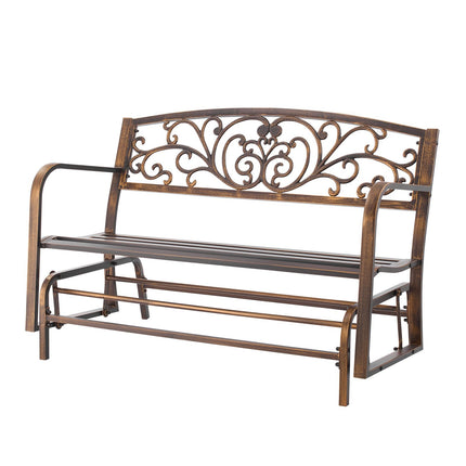 Outdoor Glider Bench, 50-Inch Metal Frame, Bronze
