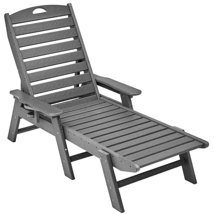 Outdoor HDPE Chaise Lounge Chair – 6-Position, Cup Holder